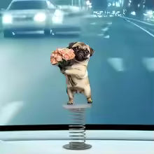 2D Lovely Dog Acrylic Spring Shaking Head Ornaments Car Panel Dashboard Spring Toys Decor Creative Car Accessories