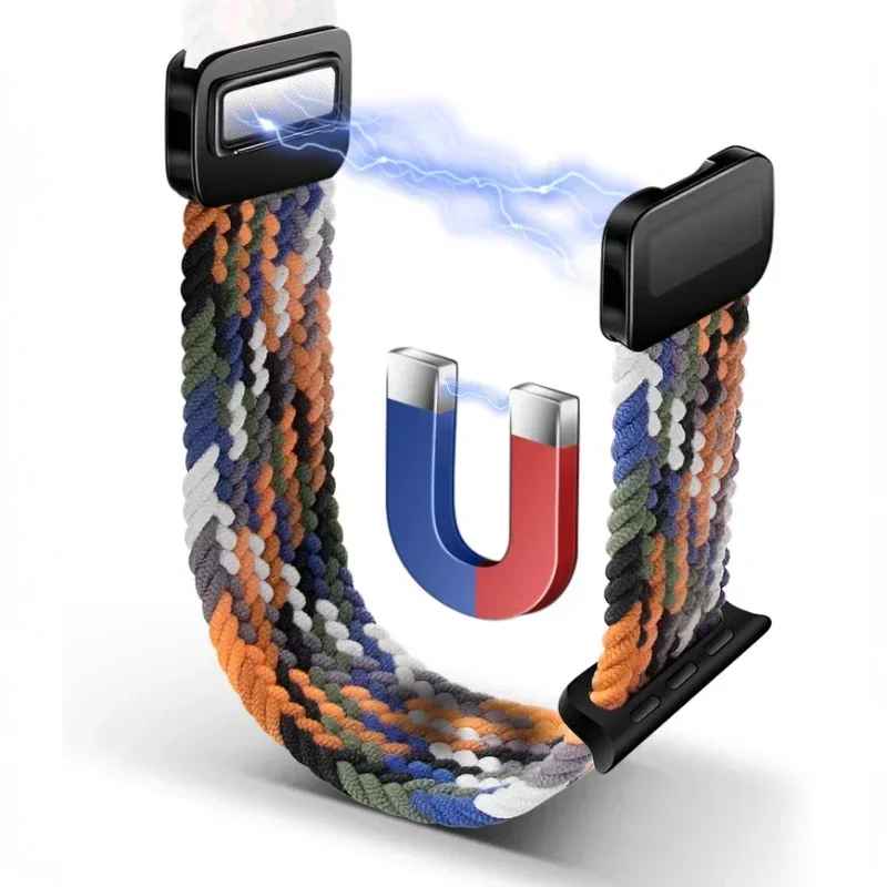 Nylon Braided Loop Strap for Apple Watch Ultra 3 2 49mm 11 10 42/46mm 9 8 7 45/41mm Magnetic Band iwatch 6 5 SE 44/40mm Bracelet