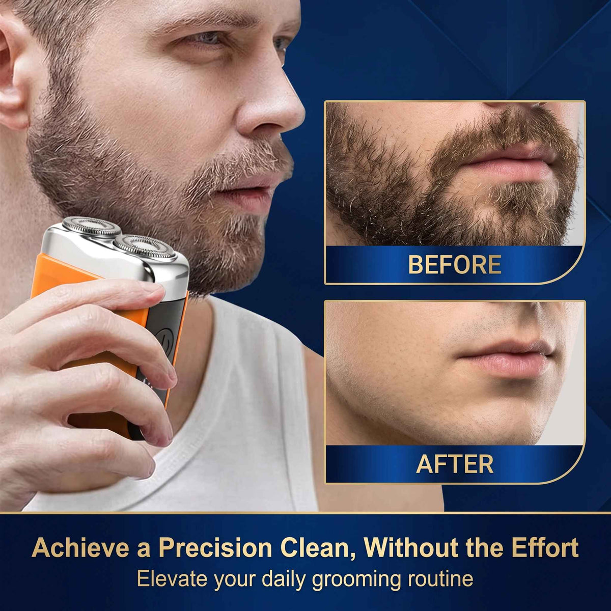 AUTHONE New Electric Shaver for Men, Rechargeable Beard Blade, Water Washed Digital Display Double Headed Shaver