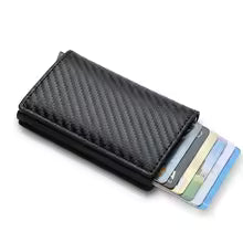 Rfid Credti Card Holders Men Wallets Anti Theft Carbon Fiber Bank Cardholder Case Slim Thin Smart Wallet Pop Up Black Walet New