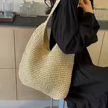 Summer Shoulder Bag Beach Vacation Shoulder Bag Large Capacity Forest Hand Woven Bag