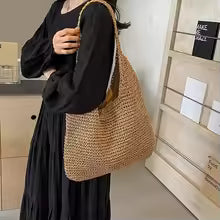 Summer Shoulder Bag Beach Vacation Shoulder Bag Large Capacity Forest Hand Woven Bag