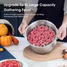Electric Meat Grinder 5L Stainless Steel Meat Mincer Vegetables Blender, 500W Household Stuffing and Food Processor 5 Speeds