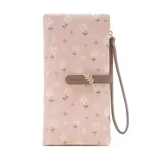 Women Long Wallet Cute Leaf Flower Pattern Design Girl Zipper Coin Purse Ladies ID Credit Card Holder PU Small Clutch Money Bag