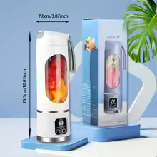 Portable USB Rechargeable Mini Blender & Juicer with Digital Display & 12-Blade System - Suitable for Travel, 3 Modes, USB- Oper