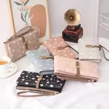 Women Long Wallet Cute Leaf Flower Pattern Design Girl Zipper Coin Purse Ladies ID Credit Card Holder PU Small Clutch Money Bag