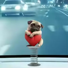 2D Lovely Dog Acrylic Spring Shaking Head Ornaments Car Panel Dashboard Spring Toys Decor Creative Car Accessories
