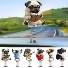 2D Lovely Dog Acrylic Spring Shaking Head Ornaments Car Panel Dashboard Spring Toys Decor Creative Car Accessories