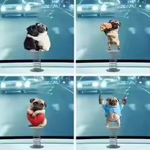 2D Lovely Dog Acrylic Spring Shaking Head Ornaments Car Panel Dashboard Spring Toys Decor Creative Car Accessories
