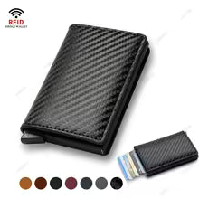 Rfid Credti Card Holders Men Wallets Anti Theft Carbon Fiber Bank Cardholder Case Slim Thin Smart Wallet Pop Up Black Walet New