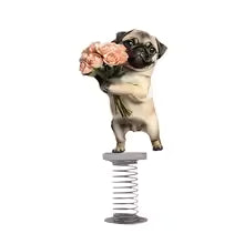 2D Lovely Dog Acrylic Spring Shaking Head Ornaments Car Panel Dashboard Spring Toys Decor Creative Car Accessories