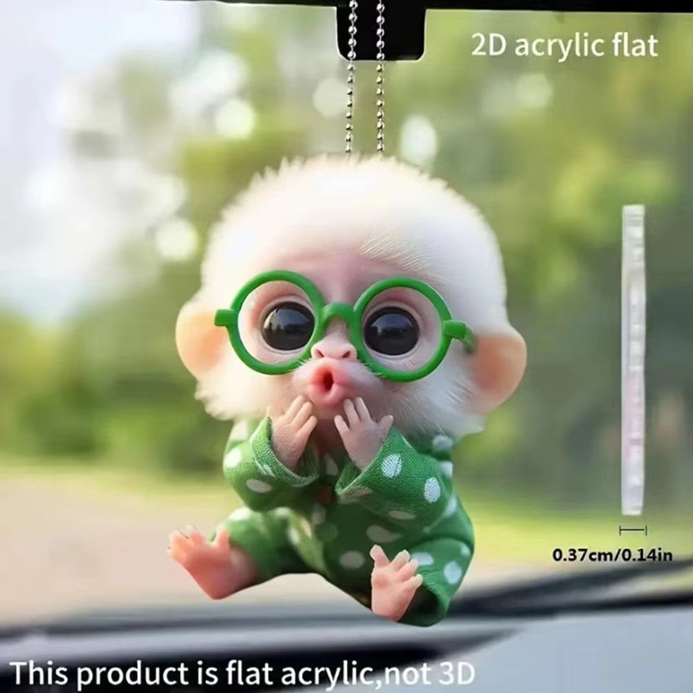 2D Acrylic Monkey Pendant Personalized Decor Pendant Christmas Monkey Pendant Acrylic Ornament For Car Cartoon Xmas Tree Decor