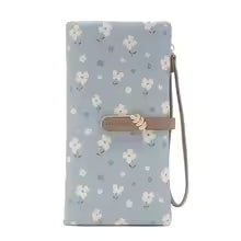 Women Long Wallet Cute Leaf Flower Pattern Design Girl Zipper Coin Purse Ladies ID Credit Card Holder PU Small Clutch Money Bag