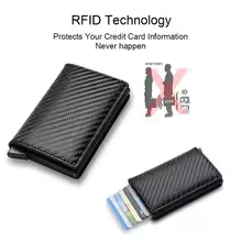 Rfid Credti Card Holders Men Wallets Anti Theft Carbon Fiber Bank Cardholder Case Slim Thin Smart Wallet Pop Up Black Walet New